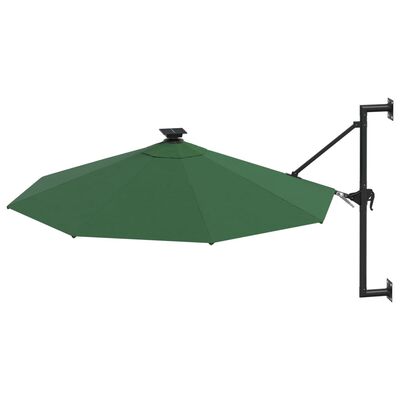 vidaXL Wandparasol met LED's 300 cm groen