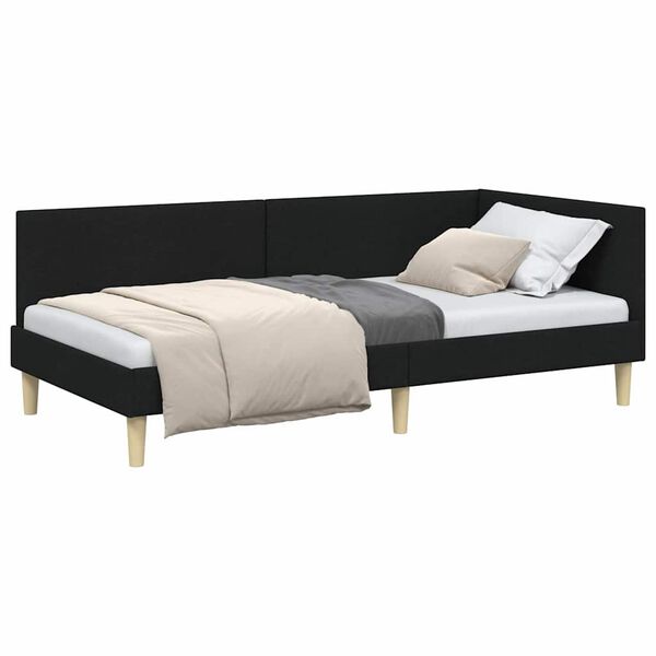 vidaXL Hoekbedframe met hoofdeinde Zwart 90 cm x 200 cm Fluweel