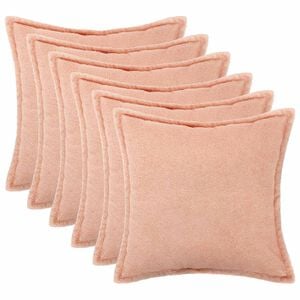 vidaXL Kussensloop 6 pcs HOUTEN Roze 30 x 30 cm Boucl&eacute;