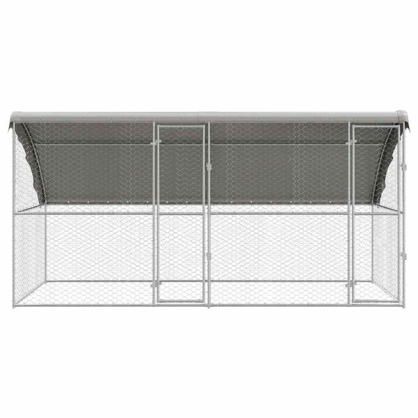 vidaXL Hondenhok met opslag 2 pcs Zilver 4 x 2 x 2 m Staal