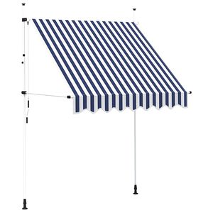 vidaXL Luifel handmatig uittrekbaar 200 cm blauw en witte strepen
