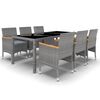 vidaXL 7-delige Tuinset poly rattan en gehard glas grijs