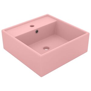 vidaXL Wastafel met overloop vierkant 41x41 cm keramiek matroze