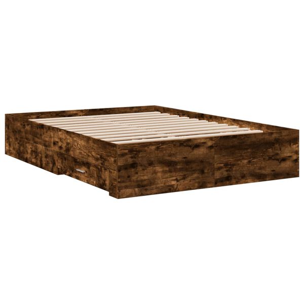 vidaXL Bedframe met lades bewerkt hout gerookt eikenkleurig 120x190 cm