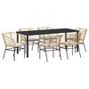 vidaXL Tuin eettafelset 7 pcs Bruin poly rattan