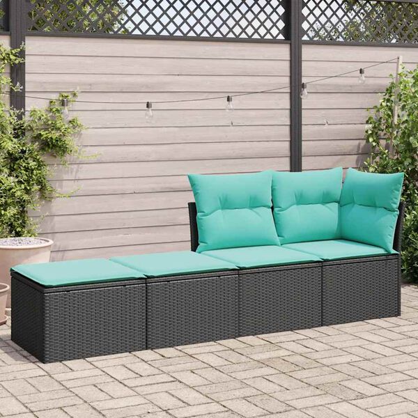 vidaXL 2-delige Loungeset met kussens poly rattan acacia zwart