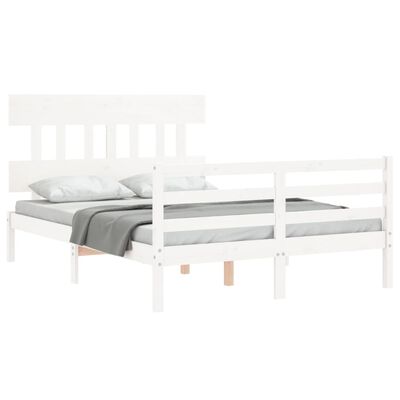 vidaXL Bedframe met hoofdbord massief hout wit