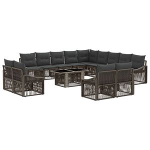 vidaXL Tuinbankenset 14 st Grijs en Donkergrijs poly rattan