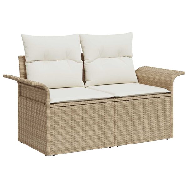vidaXL Tuin Sofa Set met kussen 9 pcs Beige en Cr&egrave;me poly rattan