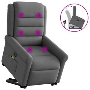 vidaXL Sta-op-massagestoel verstelbaar stof donkergrijs