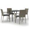 vidaXL 5-delige Tuinset met kussens poly rattan zwart en grijs