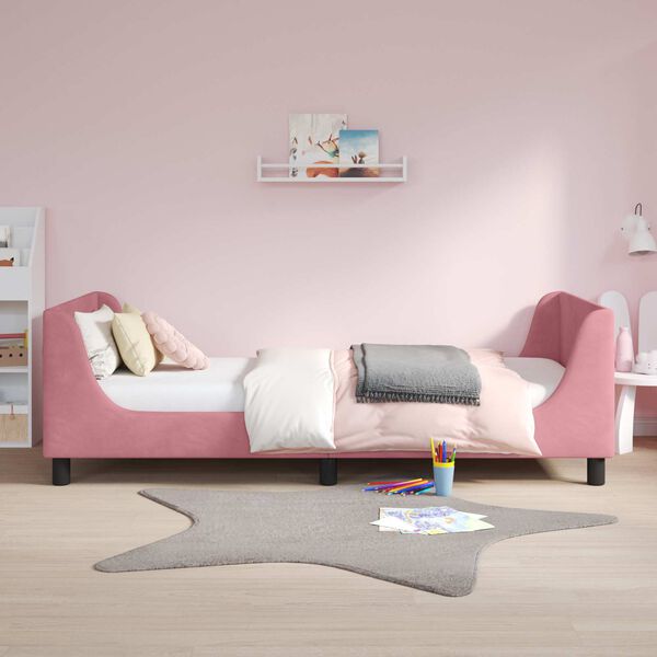 vidaXL Bedframe voor kinderen met hoofdbord Roze 90 x 190 cm Fluweel