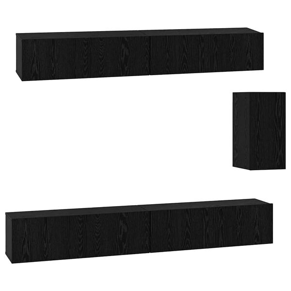 vidaXL Wand tv-kast Wandgemonteerd 3 pcs Zwart Eiken Bewerkt hout