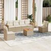 vidaXL 7-delige Loungeset met kussens poly rattan beige