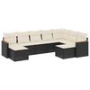 vidaXL 9-delige Loungeset met kussens poly rattan zwart