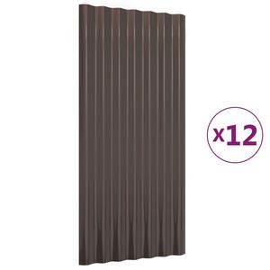 vidaXL Dakpanelen 12 st 80x36 cm gegalvaniseerd staal bruin
