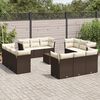 vidaXL 13-delige Loungeset met kussens poly rattan bruin