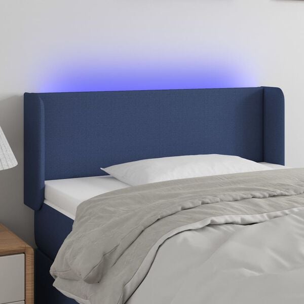 vidaXL Hoofdbord LED 83x16x78/88 cm stof blauw