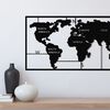 Homemania Wanddecoratie World Map 90x55 cm metaal zwart