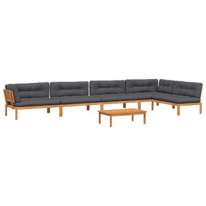 vidaXL 6-delige Loungeset pallet met kussens massief acaciahout