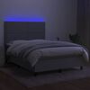 vidaXL Boxspring met matras en LED stof lichtgrijs 140x190 cm