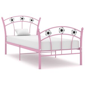 vidaXL Bedframe met voetbaldesign metaal roze 90x200 cm