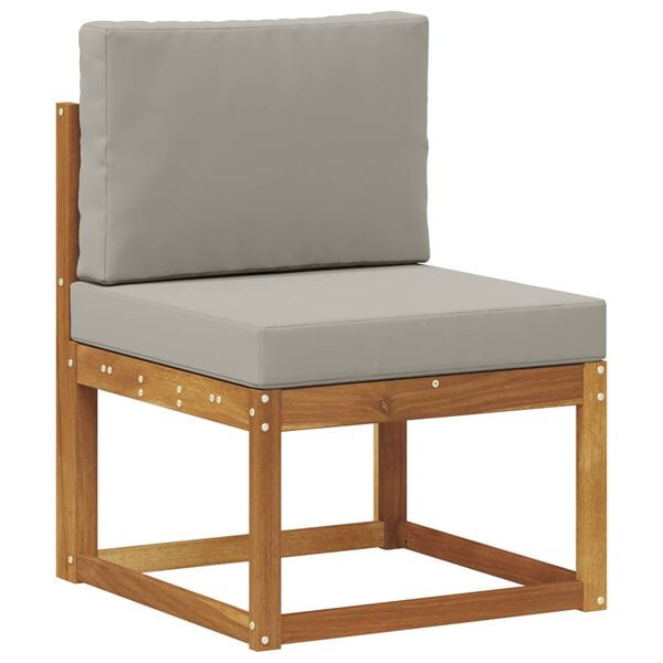 vidaXL Buiten bankenset met kussen 11 pcs Natuurlijk en Lichtgrijs