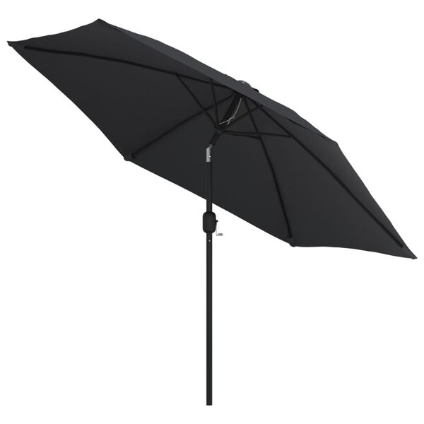 vidaXL Parasol met LED-verlichting en stalen paal 300 cm zwart