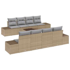 vidaXL Tuin Sofa Set met kussen 8 pcs Beige en Grijs poly rattan