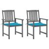 vidaXL Tuinstoelen 2 st met kussens massief acaciahout grijs