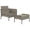 vidaXL 2-delige Loungeset met kussens poly rattan grijs