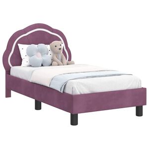 vidaXL Peuterbedframe met hoofdbord Paars 70 x 140 cm Fluweel