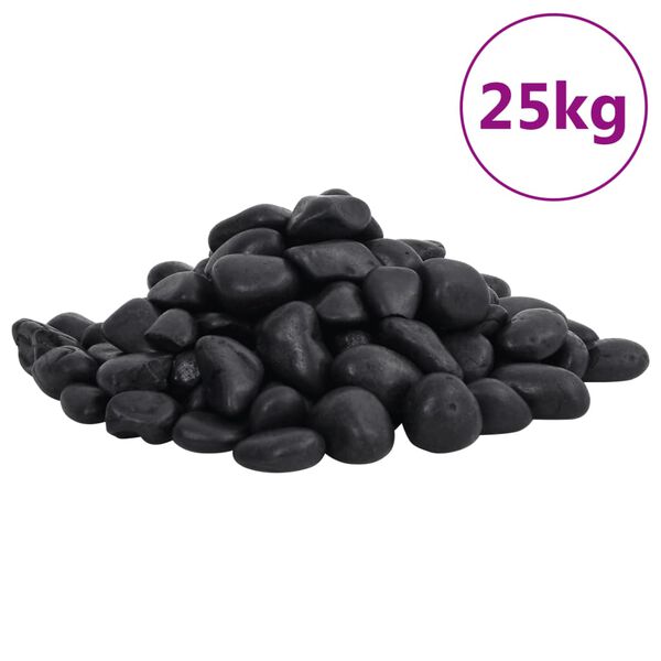vidaXL Kiezelstenen gepolijst 2-5 cm 25 kg zwart