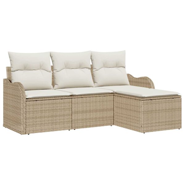 vidaXL Tuin Sofa Set met kussen met opslag 4 pcs Beige poly rattan