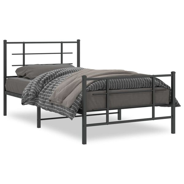 vidaXL Bedframe met hoofd- en voeteneinde metaal zwart 100x190 cm