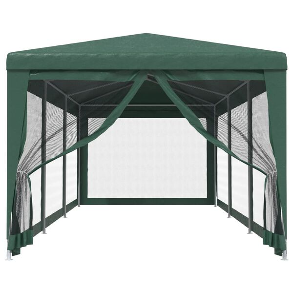 vidaXL Partytent met 8 mesh zijwanden 3x9 m HDPE groen