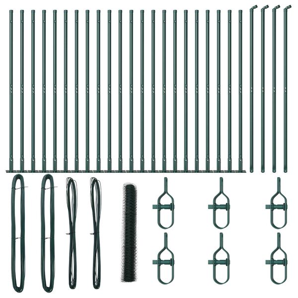 vidaXL Afrasteringspaal Groen 50 x 1,2 m (50 mm gaas) Staal en PVC