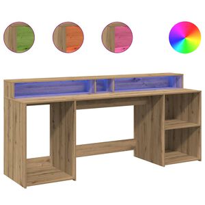 vidaXL Bureau met LED-verlichting 200x55x91 cm hout artisanaal eiken