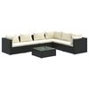 vidaXL 7-delige Loungeset met kussens poly rattan zwart