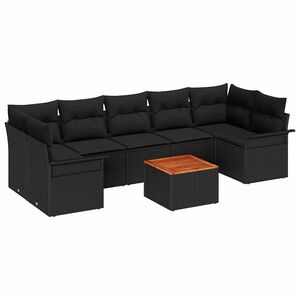 vidaXL Tuinbankenset met kussen 8 pcs Zwart poly rattan