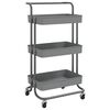 vidaXL Keukentrolley 3-laags 42x35x85 cm ijzer en ABS grijs