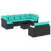 vidaXL 10-delige Loungeset met kussens poly rattan zwart