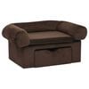 vidaXL Hondenbank met lade 75x50x38 cm pluche bruin