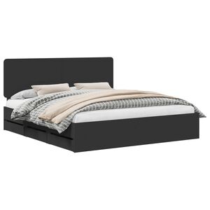 vidaXL Bedframe met lade met opslag Zwart 200 x 200 cm Ingenieurshout
