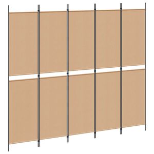 vidaXL 5-Panel Room Divider Beige 250 x 220 cm Stof