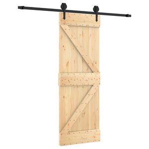 vidaXL Schuifdeur Naturel en Zwart 70 x 210 cm Massief Grenenhout