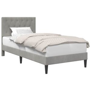 vidaXL Bedframe met hoofdeinde Lichtgrijs 90 x 190 cm Fluweel