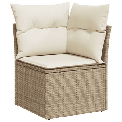 vidaXL 5-delige Loungeset met kussens poly rattan beige