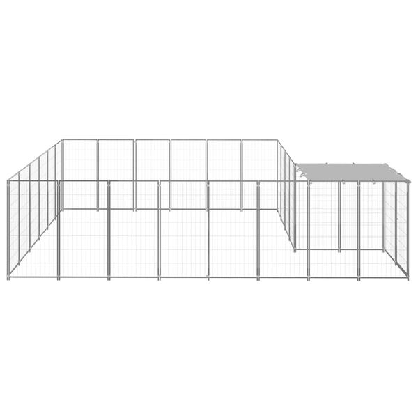 vidaXL Hondenkennel 12,1 m&sup2; staal zilverkleurig
