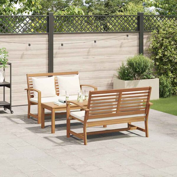 vidaXL Tuin Sofa Set Naturel Massief teakhout